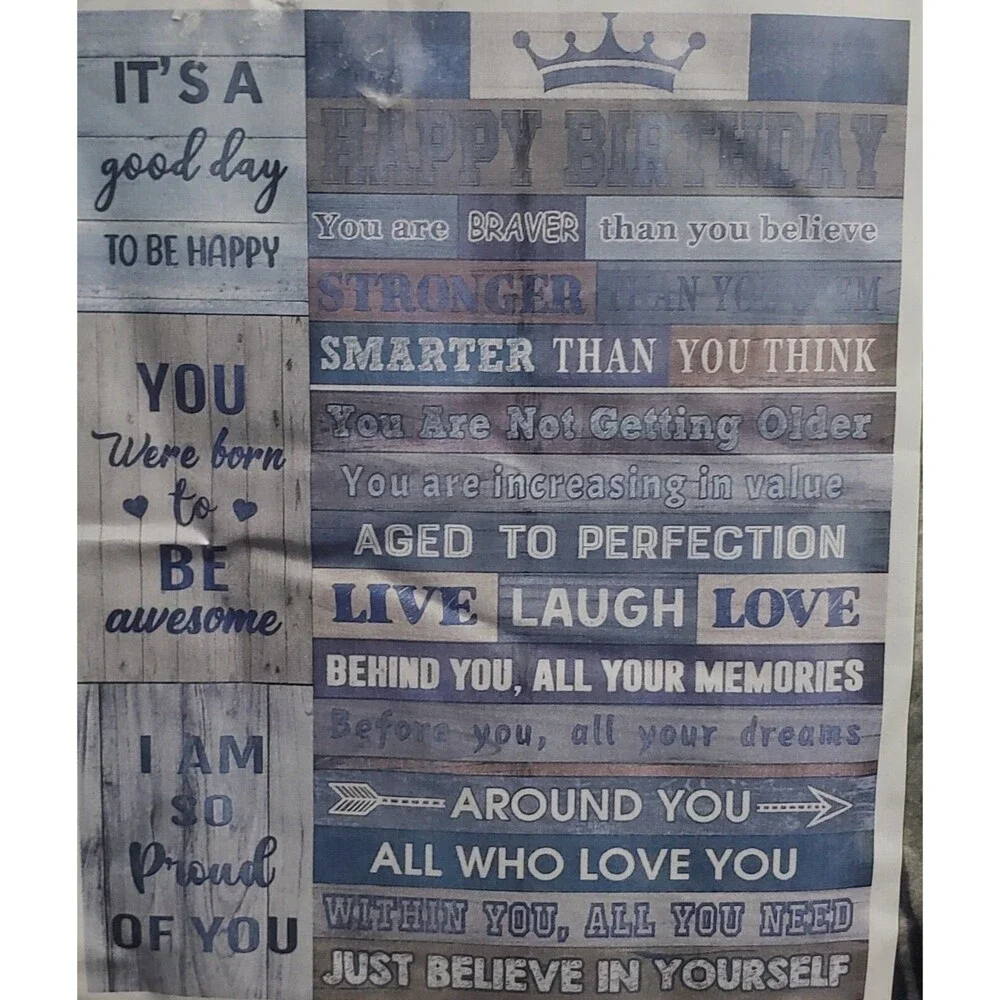 Happy Birthday Blanket blue,gray 50*60. NEW SEALED PACKAGE